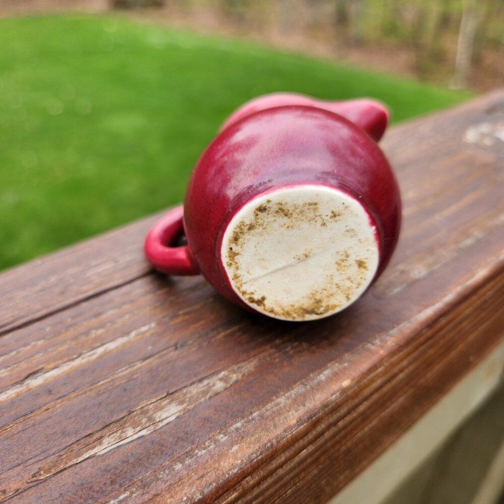 Homer Laughlin Harlequin Individual Toy Creamer Maroon Crimson Vintage Pitcher - Picture 5 of 7
